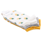 3er-Pack Damen Sneakersocken aus Baumwollmischung mit Ananas-Design (Weiß/Gelb/Grau)