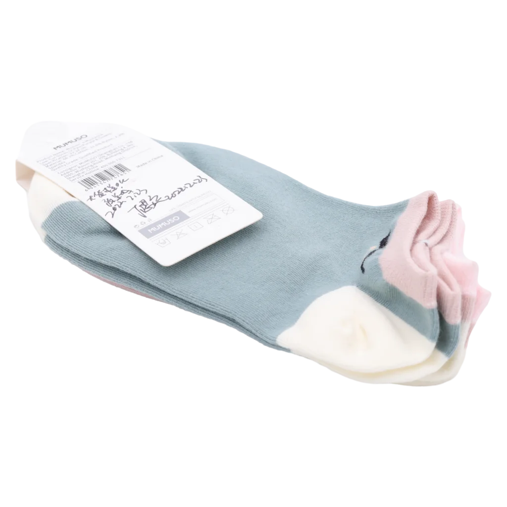 Sneakersocken Damen niedriger Schnitt mit Schnurrbart-Print (Lila/Grün)