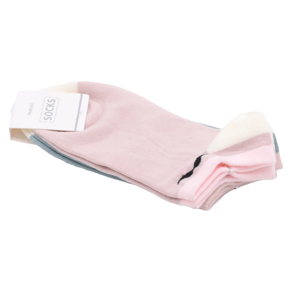 Sneakersocken Damen niedriger Schnitt mit Schnurrbart-Print (Lila/Grün)