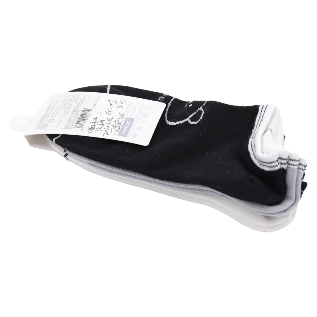 3er-Pack Sneakersocken Damen aus Baumwollmischung mit Bär-Design (Weiß/Grau/Schwarz)