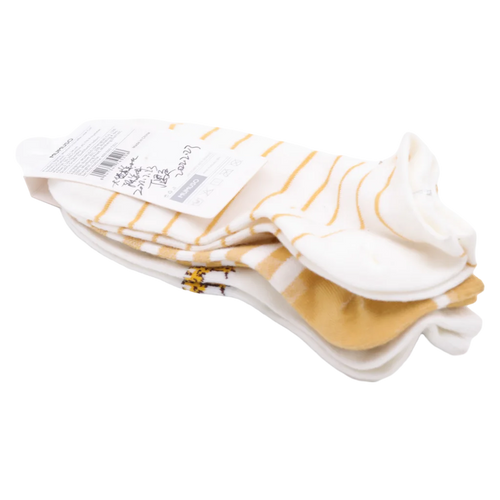 3er-Pack Damen Sneakersocken Baumwollmischung mit Giraffen-Design und Streifen (Weiß/Gelb/Weiß-Giraffe)