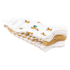 3er-Pack Damen Sneakersocken Baumwollmischung mit Giraffen-Design und Streifen (Weiß/Gelb/Weiß-Giraffe)