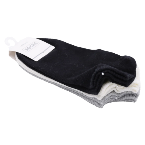 3er-Pack Damen Sneakersocken aus Baumwollmischung, niedrig (Schwarz/Weiß/Grau)