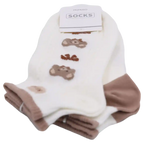 Sneakersocken Damen aus Baumwollmischung mit Bären-Design (Weiß/Braun)