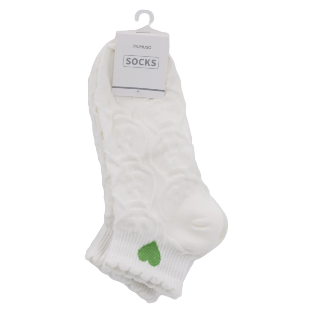 3er-Pack Damen Sneakersocken mit Herz-Design (Weiß)