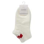 3er-Pack Damen Sneakersocken mit rotem Quadrat-Design (Weiß)
