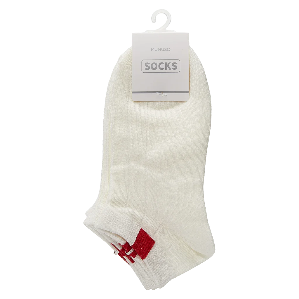 3er-Pack Damen Sneakersocken mit rotem Quadrat-Design (Weiß)