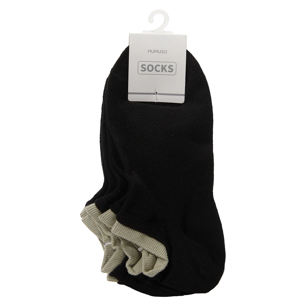 3er-Pack Sneakersocken Herren Baumwolle mit farbigem Bündchen (Schwarz/Grün)