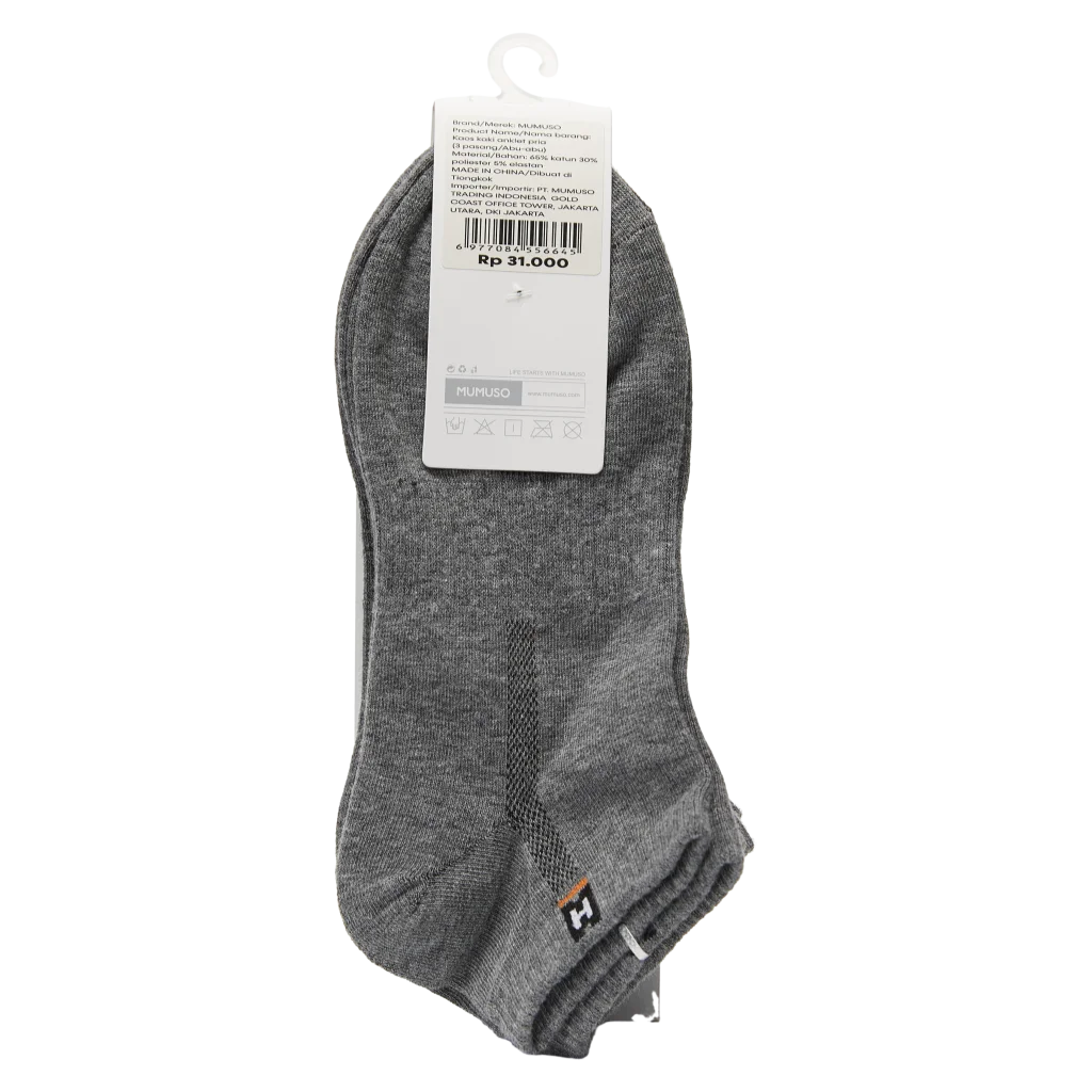 3er-Pack Sneakersocken Herren Baumwollmischung (Grau)