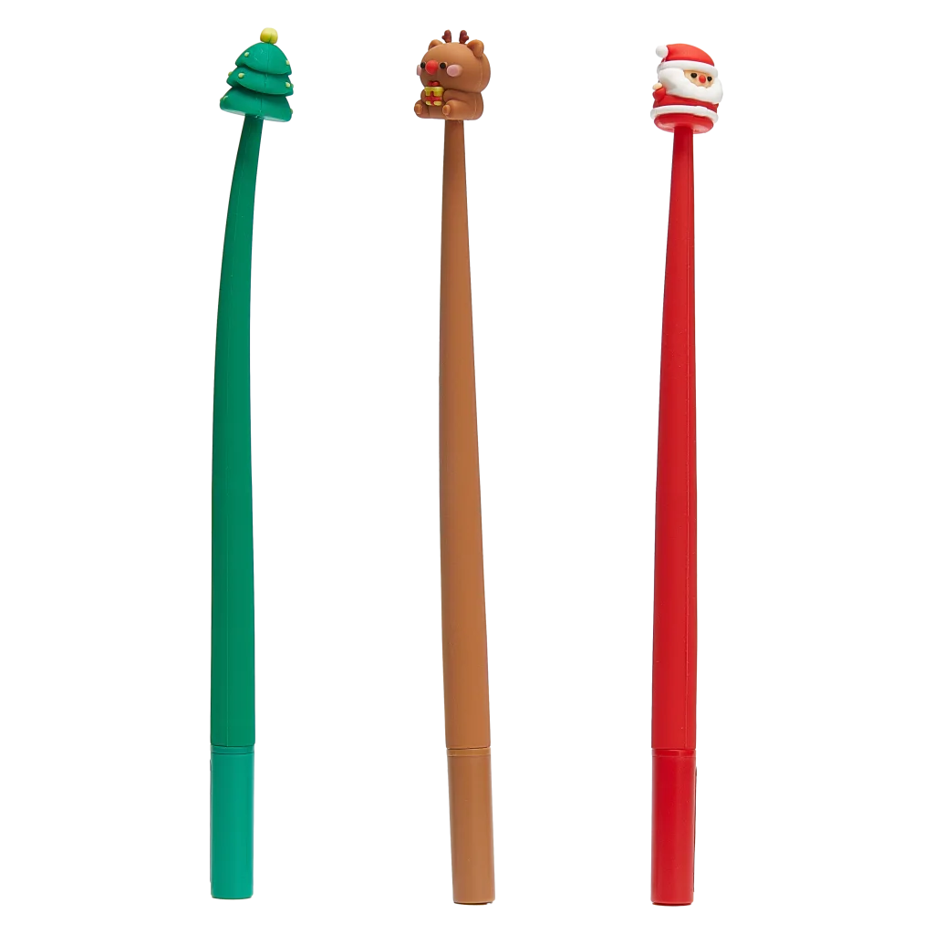 Soft Gel Pen mit Weihnachts-Design, feine Gelmine (Grün/Braun/Rot)