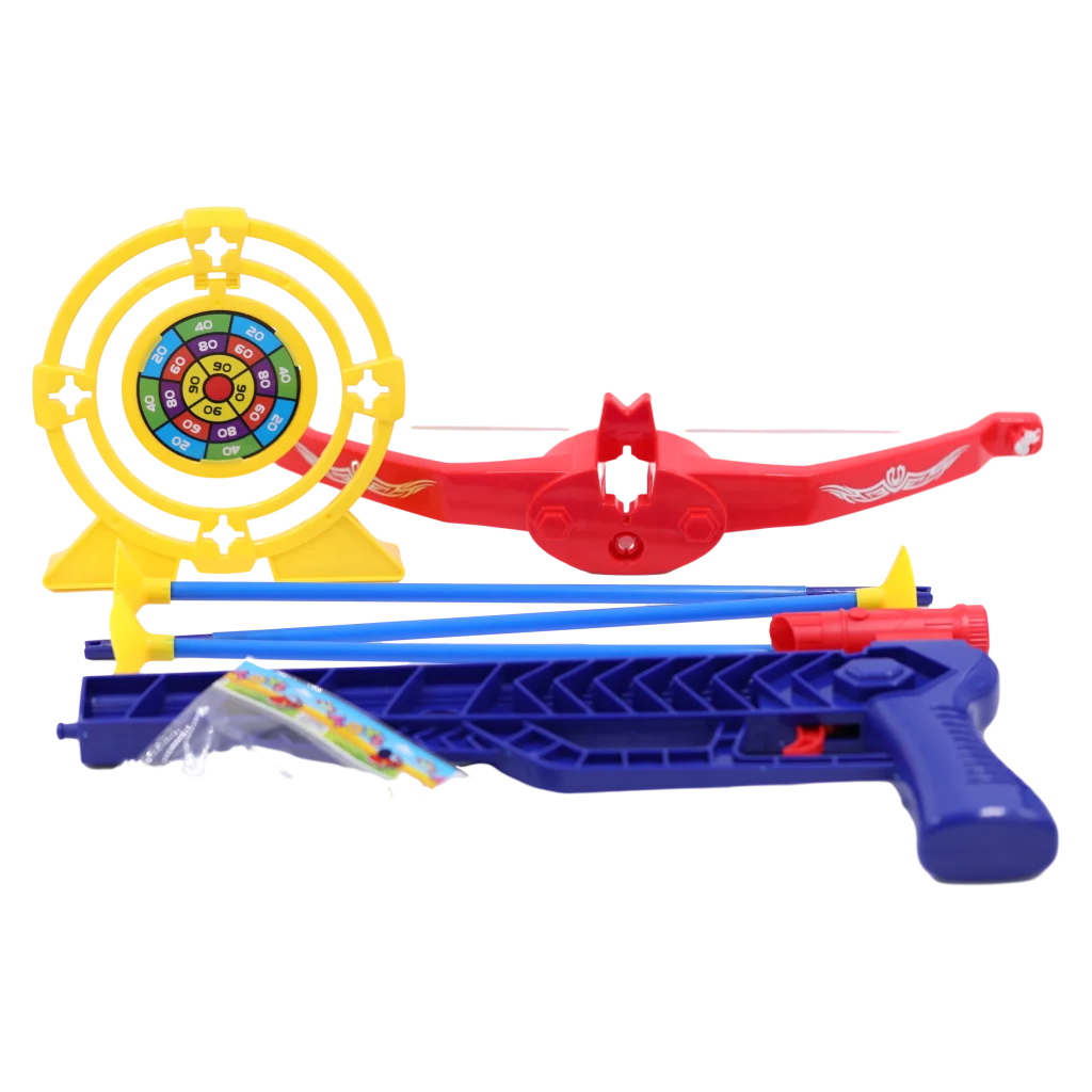 Spielzeug-Armbrustset aus ABS-Kunststoff mit Zielscheibe (Rot/Blau/Gelb) für Kinder ab 3 Jahren
