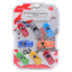 8er-Pack Spielzeug-Sportwagen aus Kunststoff mit Ziehmechanismus (Rot/Blau/Grün/Orange/Gelb/Schwarz)