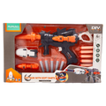 Spielzeugpistole mit Soft-Darts, Raumfahrzeug-Design (Schwarz/Weiß/Orange)