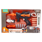 Spielzeugpistole mit Soft-Darts, Raumfahrzeug-Design (Schwarz/Weiß/Orange)
