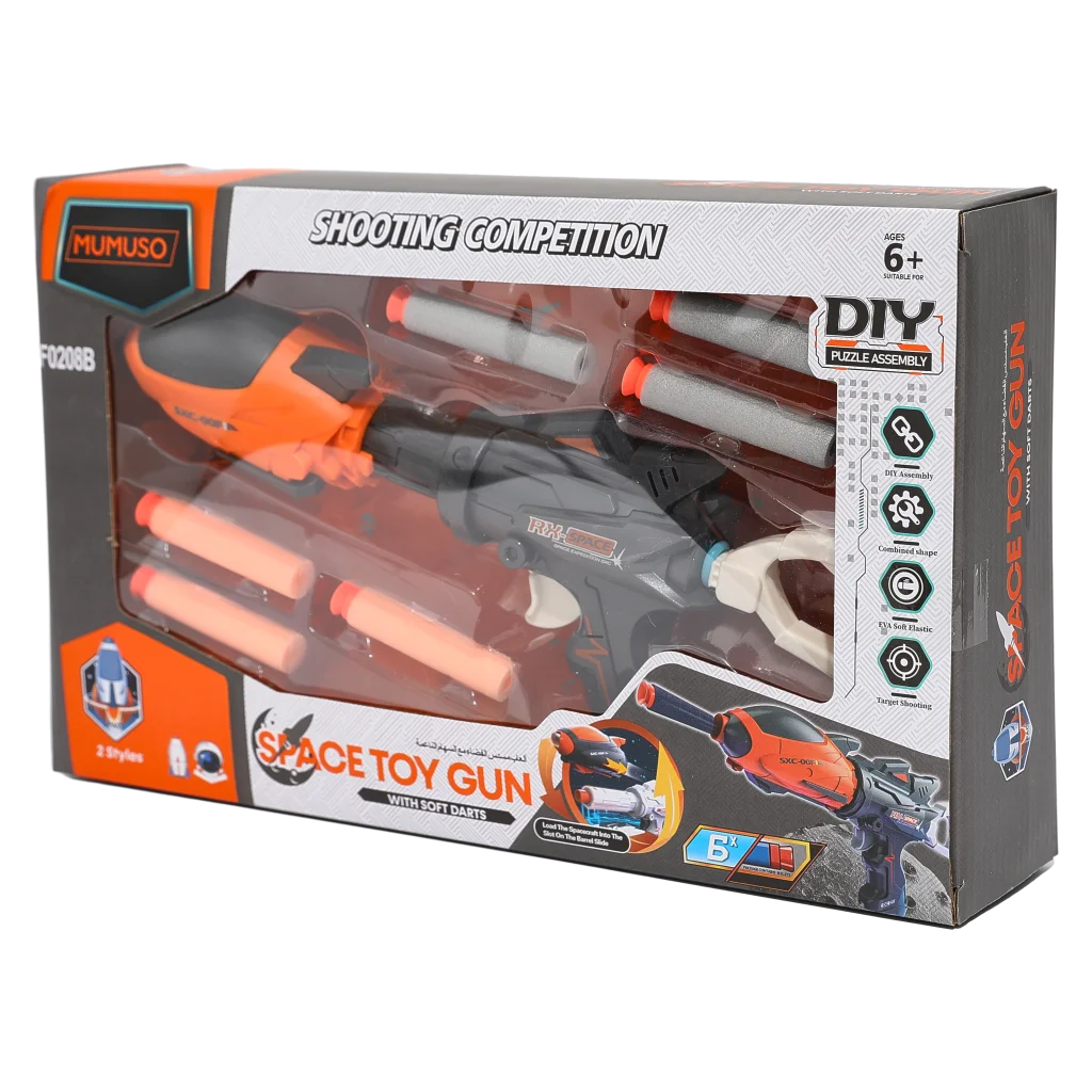 Spielzeugpistole mit Soft Darts aus ABS (Schwarz/Weiß) für Kinder ab 6 Jahren