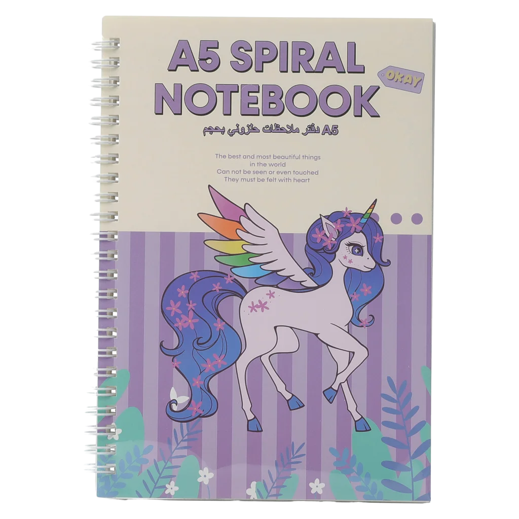 Spiral-Notizbuch A5 mit Einhorn-Design (Mehrfarbig)