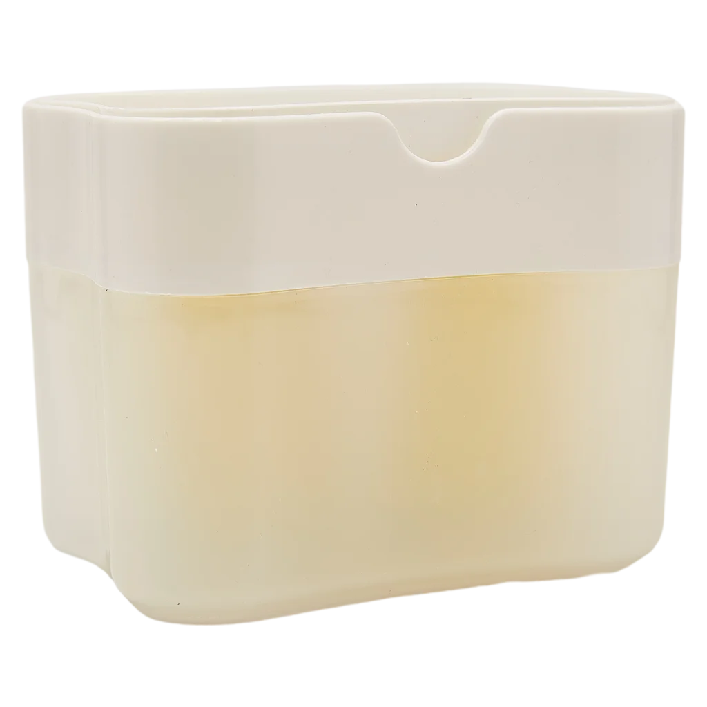 Spülmittelspender mit integriertem Schwammhalter aus Polypropylen (Weiß/Transparent)