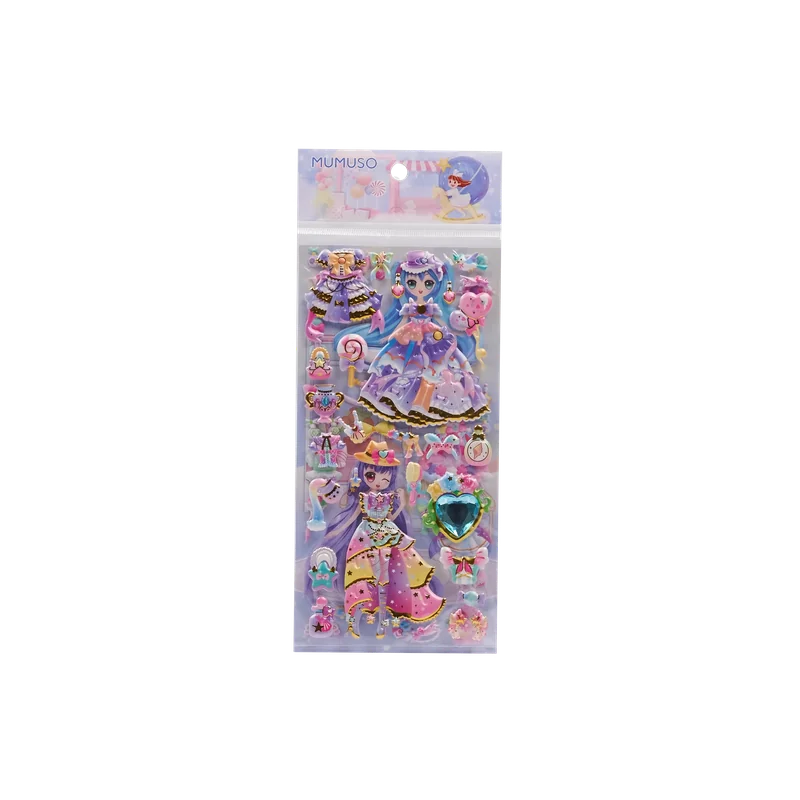 Sticker-Set mit Folien-Print und 3D-Effekt, Mehrfarbig
