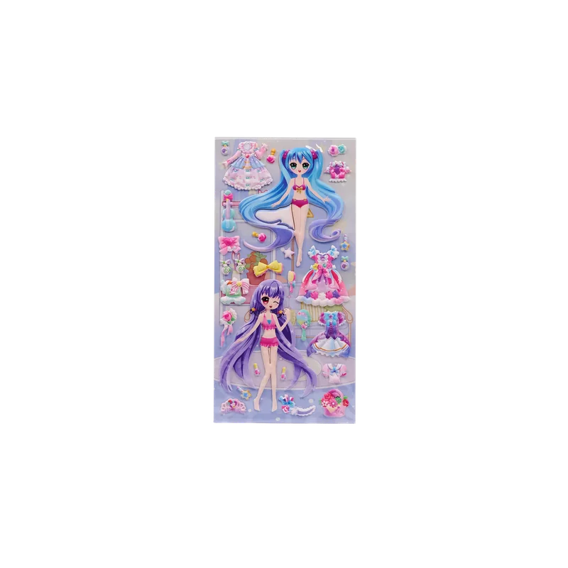Sticker-Set mit Folien-Print und 3D-Effekt, Mehrfarbig