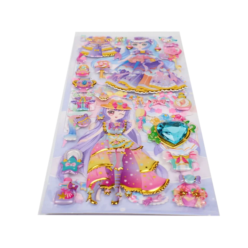 Sticker-Set mit Folien-Print und 3D-Effekt, Mehrfarbig