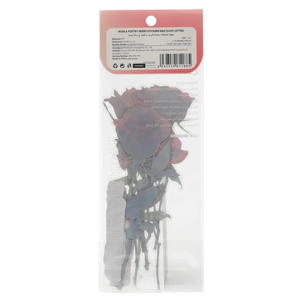 Stickerbag mit Rosen-Design, Rose &amp; Poetry Serie (Rot)