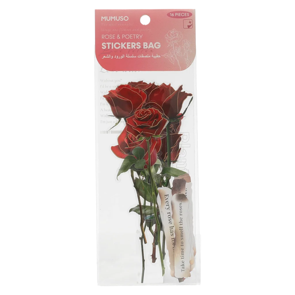 Stickerbag mit Rosen-Design, Rose &amp; Poetry Serie (Rot)