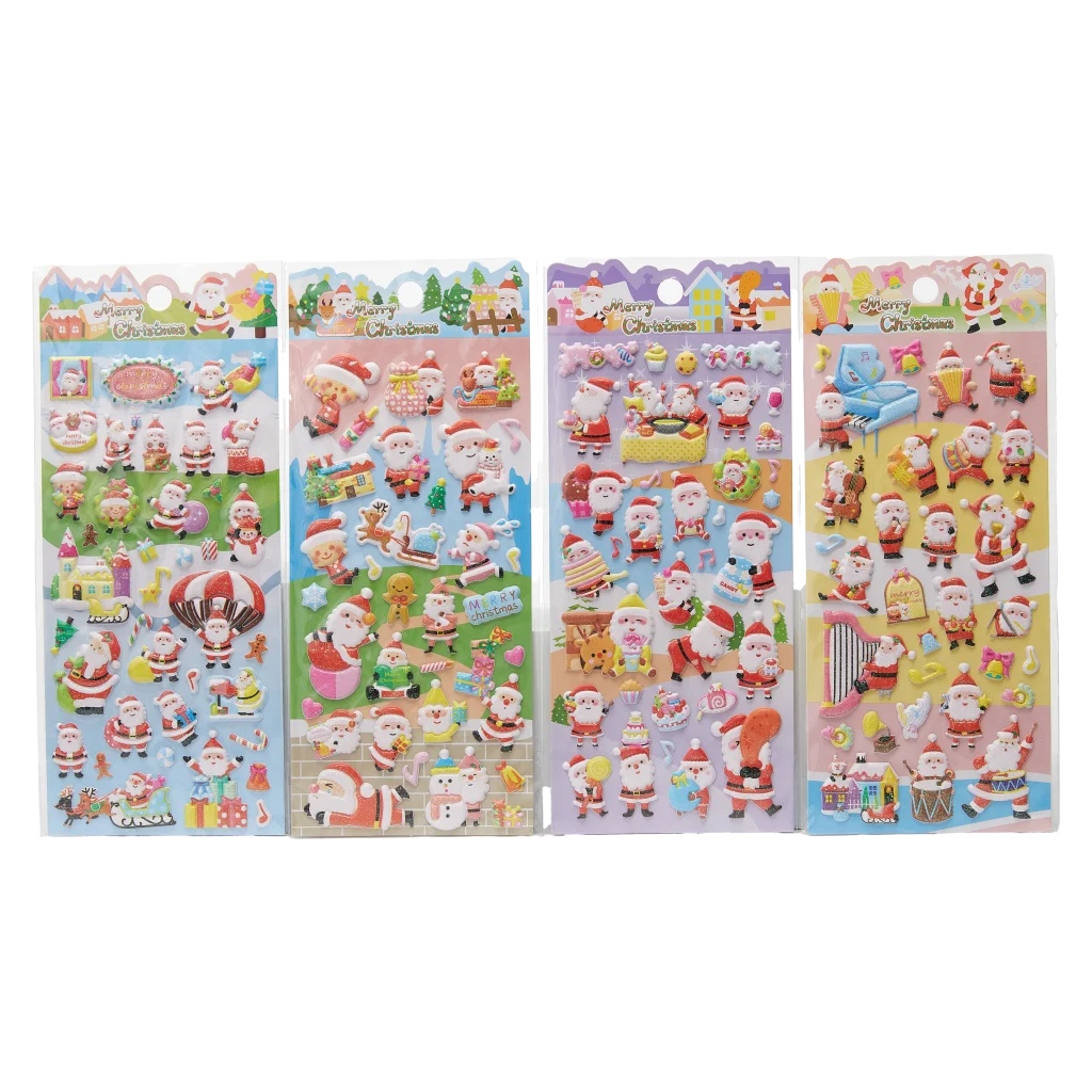 Stickerbogen Puffy Sticker mit Weihnachtsmann-Print für Weihnachten (Mehrfarbig)