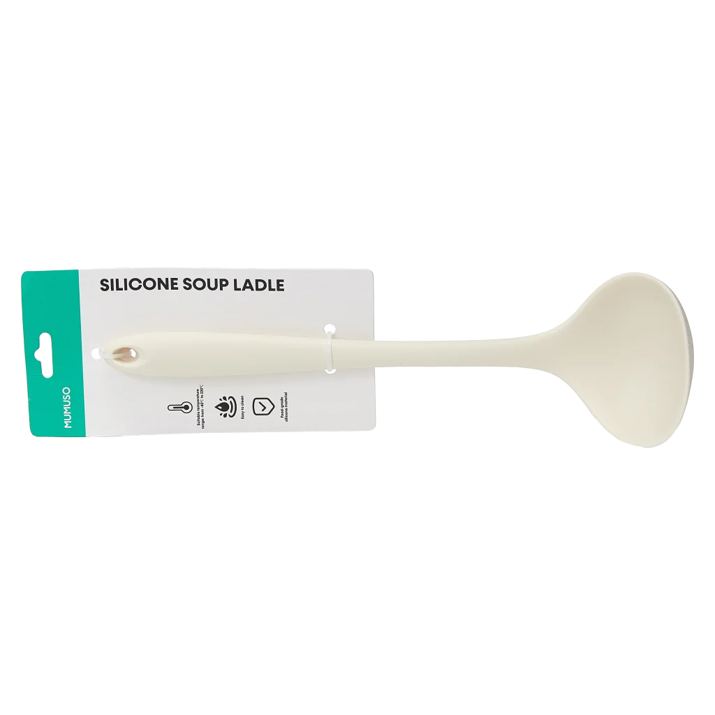 Suppenkelle aus Silikon und Nylon für Suppen und Reis (Hellbeige)