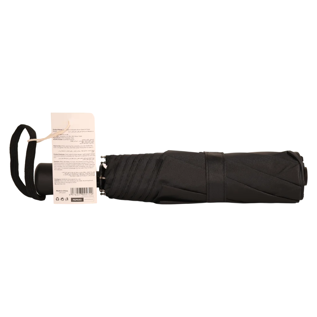 Taschenschirm mit Automatik-Funktion für Regen und Sonne (Schwarz)