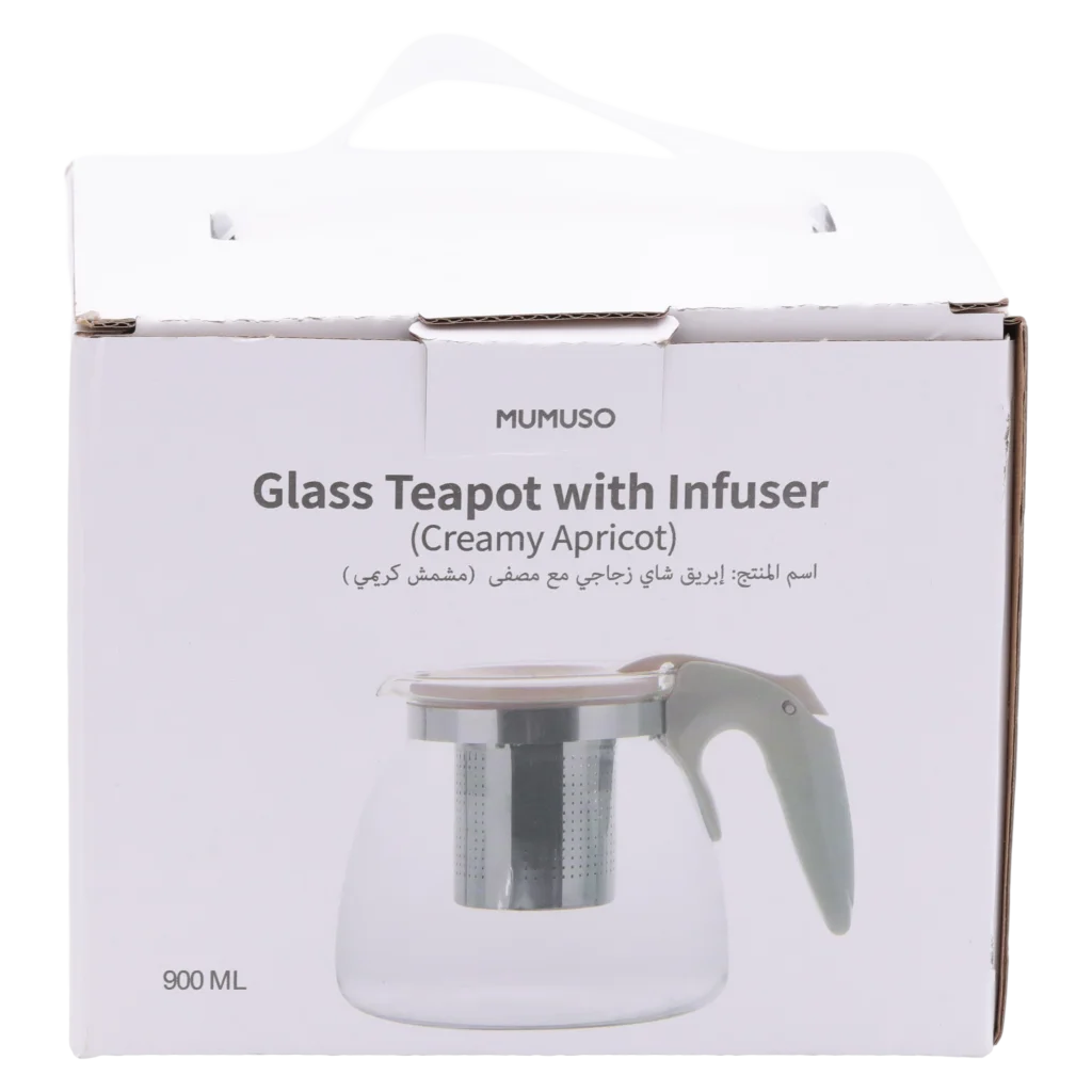 Teekanne aus Glas mit Edelstahl-Infuser, 900 ml (Creamy Apricot)