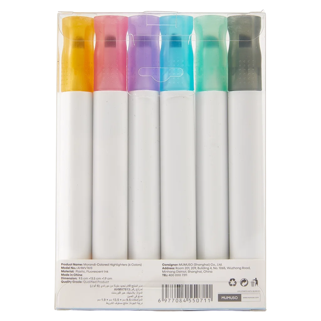 6er-Set Textmarker Schreibwaren, Mehrfarbig (Gelb/Rosa/Lila/Hellblau/Grün/Grau)