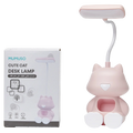 Tischlampe mit Katzen-Design und LED-Licht (Rosa)