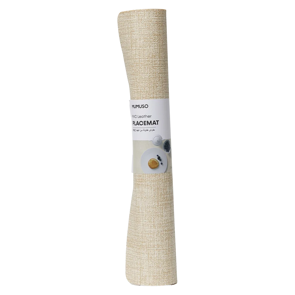 Rechteckiges Tischset aus PVC für Esstisch, leicht zu reinigen (Beige/Grau)