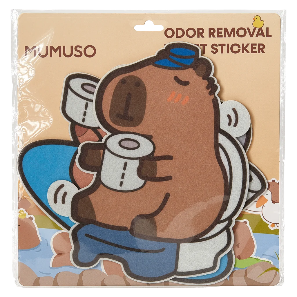 Toilettenaufkleber geruchsneutralisierend mit Capybara-Design, 21 × 9,5 cm (Mehrfarbig)