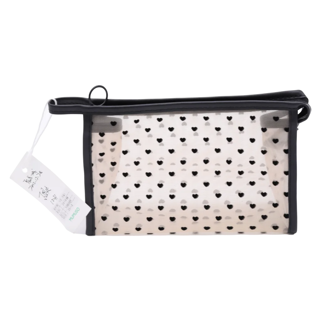 Tragbare Kosmetiktasche aus Nylon mit Herz-Print (Khaki)