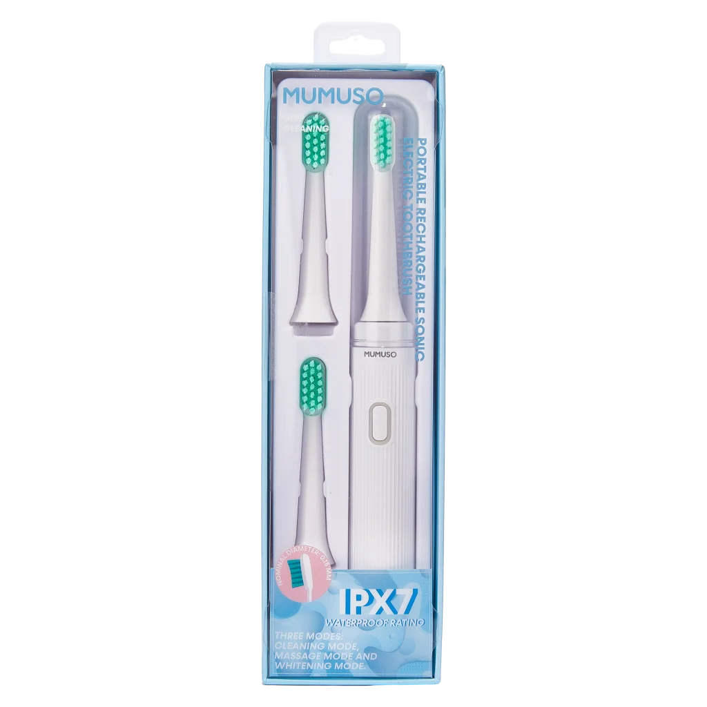 Tragbare wiederaufladbare Schallzahnbürste, IPX7 (Weiß)