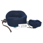 Tragbares Reise-Nackenkissen-Set aus Memory-Schaum, U-Form (Dunkelblau)