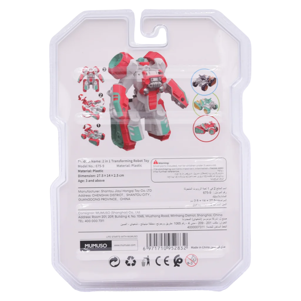 Transformierbares Roboter-Spielzeug aus ABS für Kinder (Schwarz/Rot/Türkis)