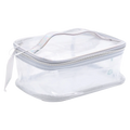 Transparente Kosmetiktasche mit Reißverschluss, Reiseformat (Silber)