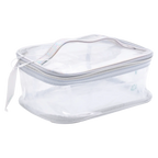 Transparente Kosmetiktasche mit Reißverschluss, Reiseformat (Silber)