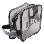 Transparente PVC-Kosmetiktasche mit BEACH-Print, portable Aufbewahrung (Schwarz)