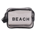 Transparente PVC-Kosmetiktasche mit BEACH-Print, portable Aufbewahrung (Schwarz)