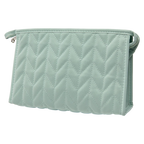 Trapezförmige PVC-Kosmetiktasche mit Herringbone-Design (Grün)