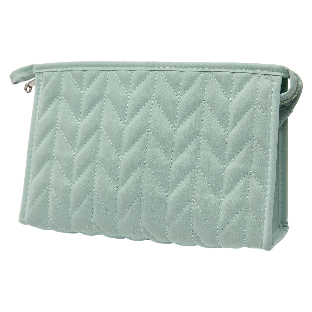 Trapezförmige PVC-Kosmetiktasche mit Herringbone-Design (Grün)