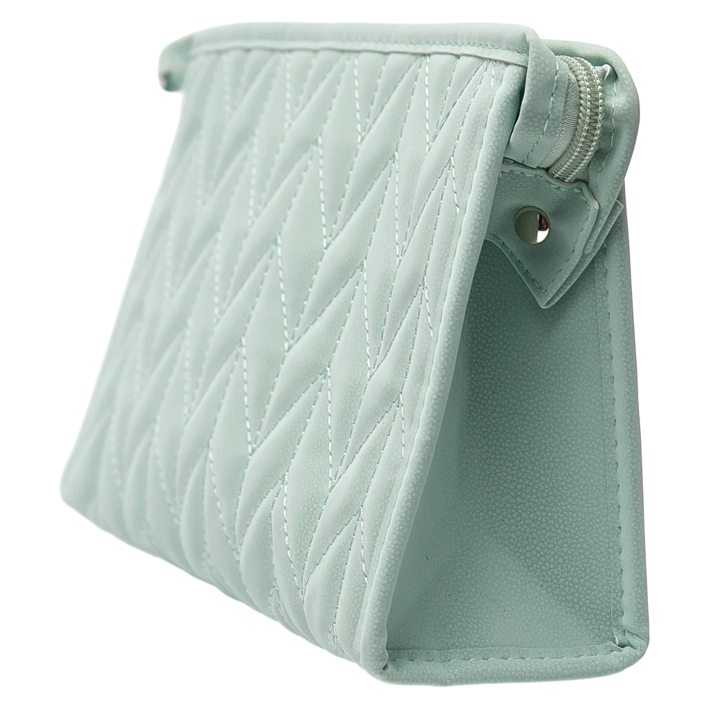 Trapezförmige PVC-Kosmetiktasche mit Herringbone-Design (Grün)