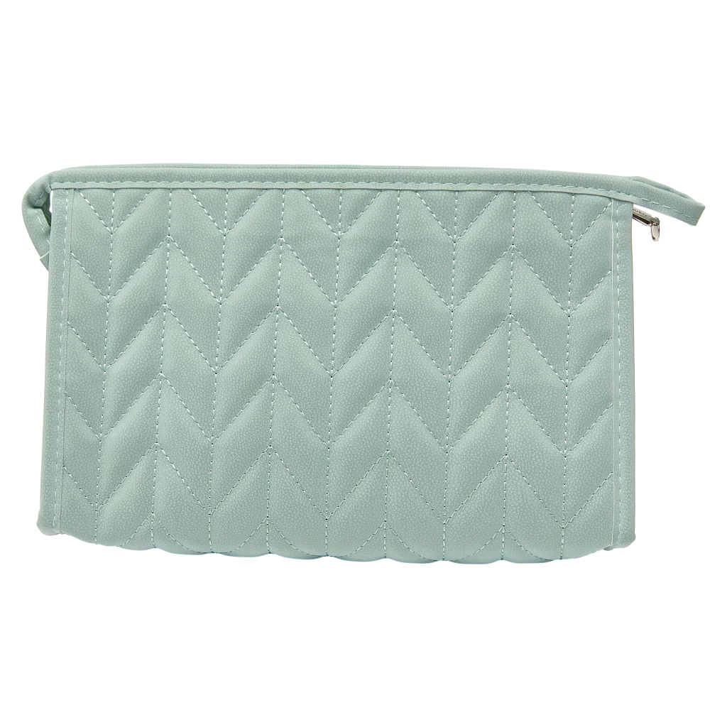 Trapezförmige PVC-Kosmetiktasche mit Herringbone-Design (Grün)