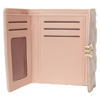 Tri-Fold Geldbörse aus Kunstleder mit Blumenschließen-Design (Beige)