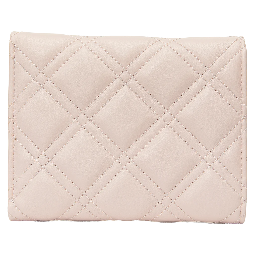 Tri-Fold Geldbörse aus Kunstleder mit Blumenschließen-Design (Beige)