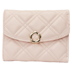 Tri-Fold Geldbörse aus Kunstleder mit Blumenschließen-Design (Beige)
