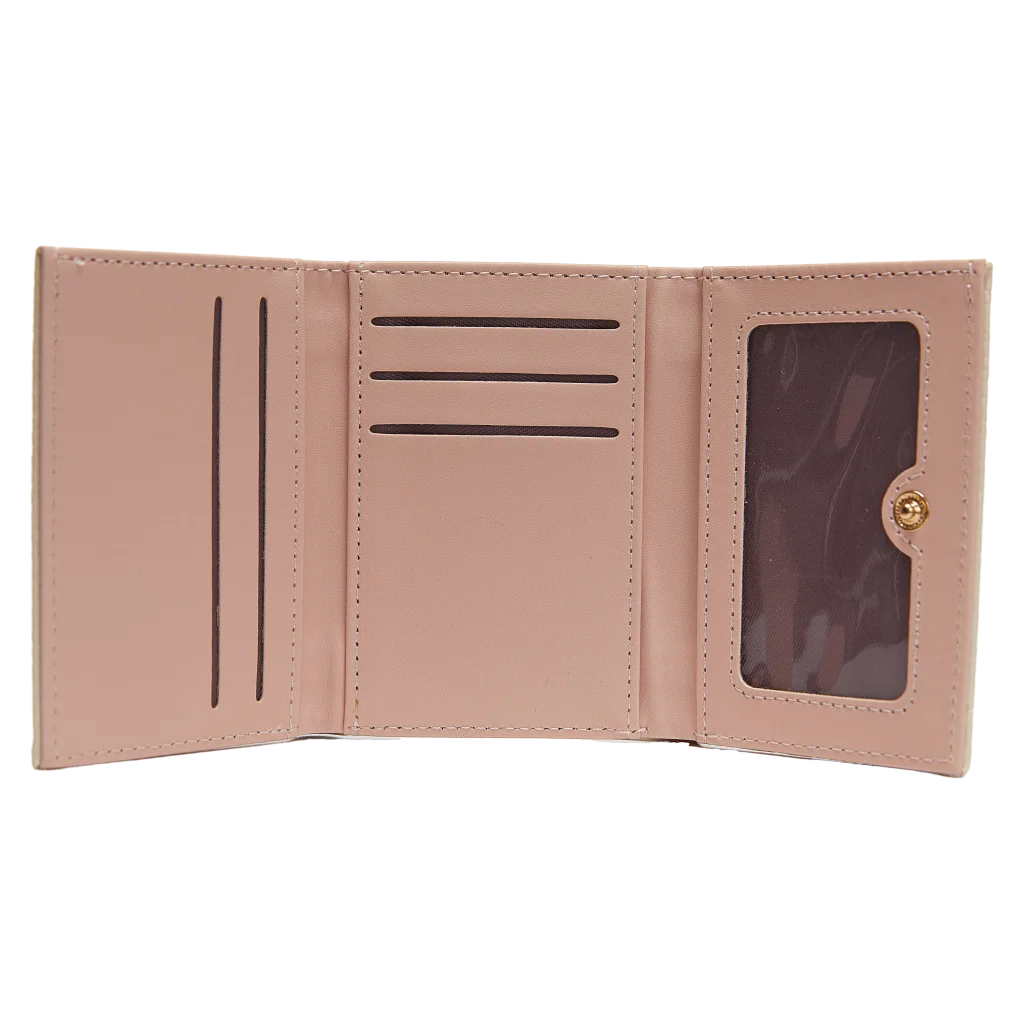 Tri-Fold Portemonnaie mit Lychee-Design (Beige)